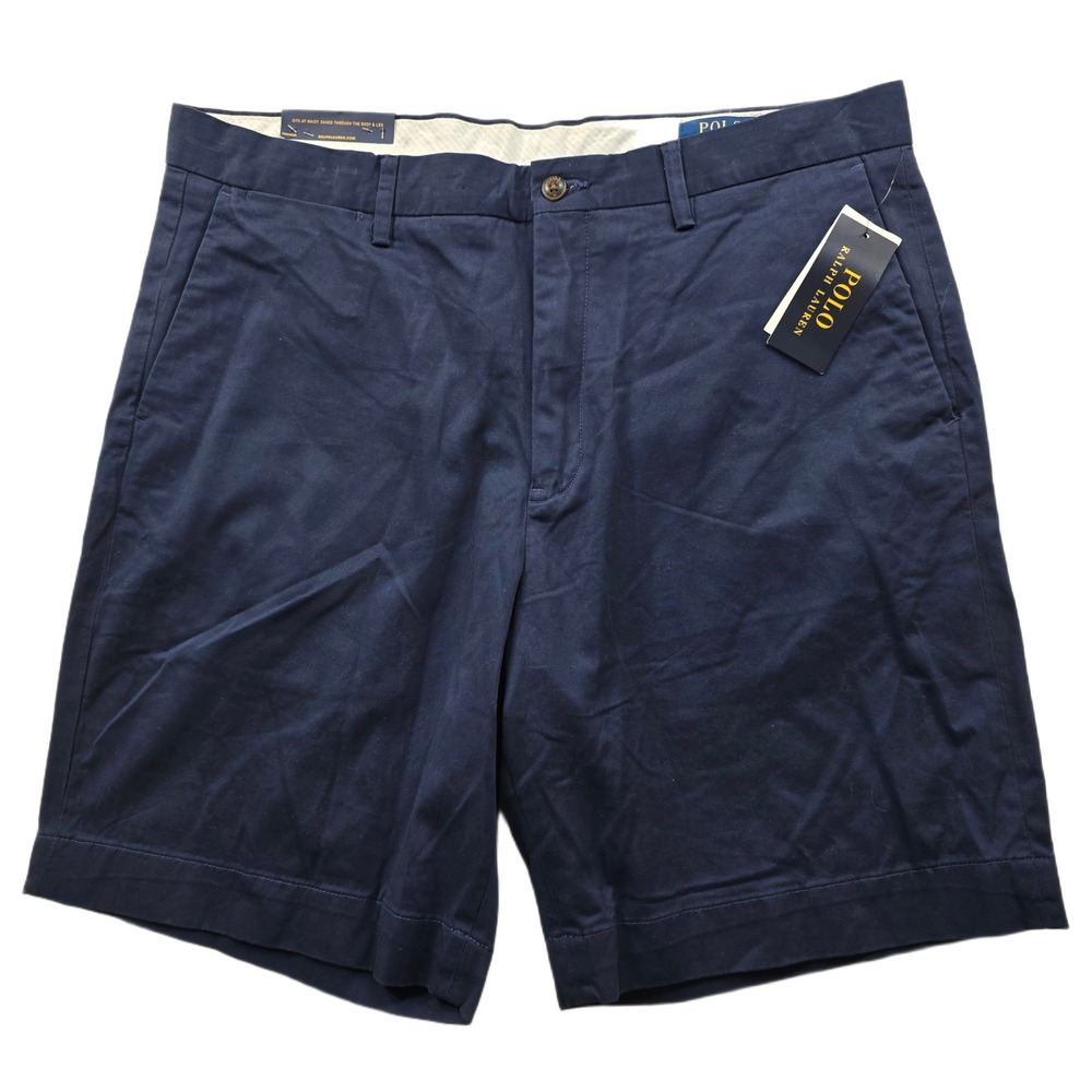 Polo Ralph Lauren Chino Shorts Mens 36 Navy Blue Cotton Stretch Classic Fit NEW
